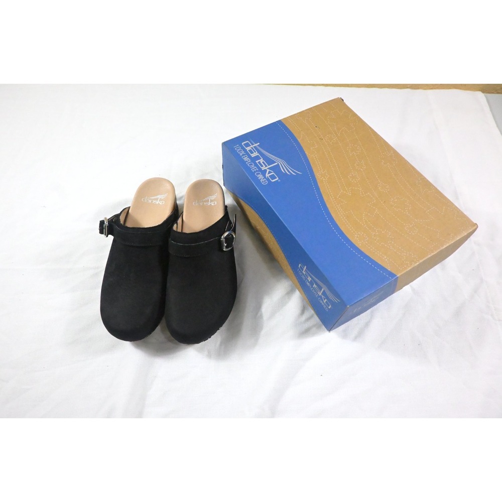 Dansko Marty Black Milled Nubuck Clogs Buckle Mule Shoes EU 37 US 7 Healthcare